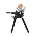 Convertible Baby High Chair to Rocker with 5-Point Harness, Foldable Infant Feeding Chair in Dark Green with Removable 2-Tier