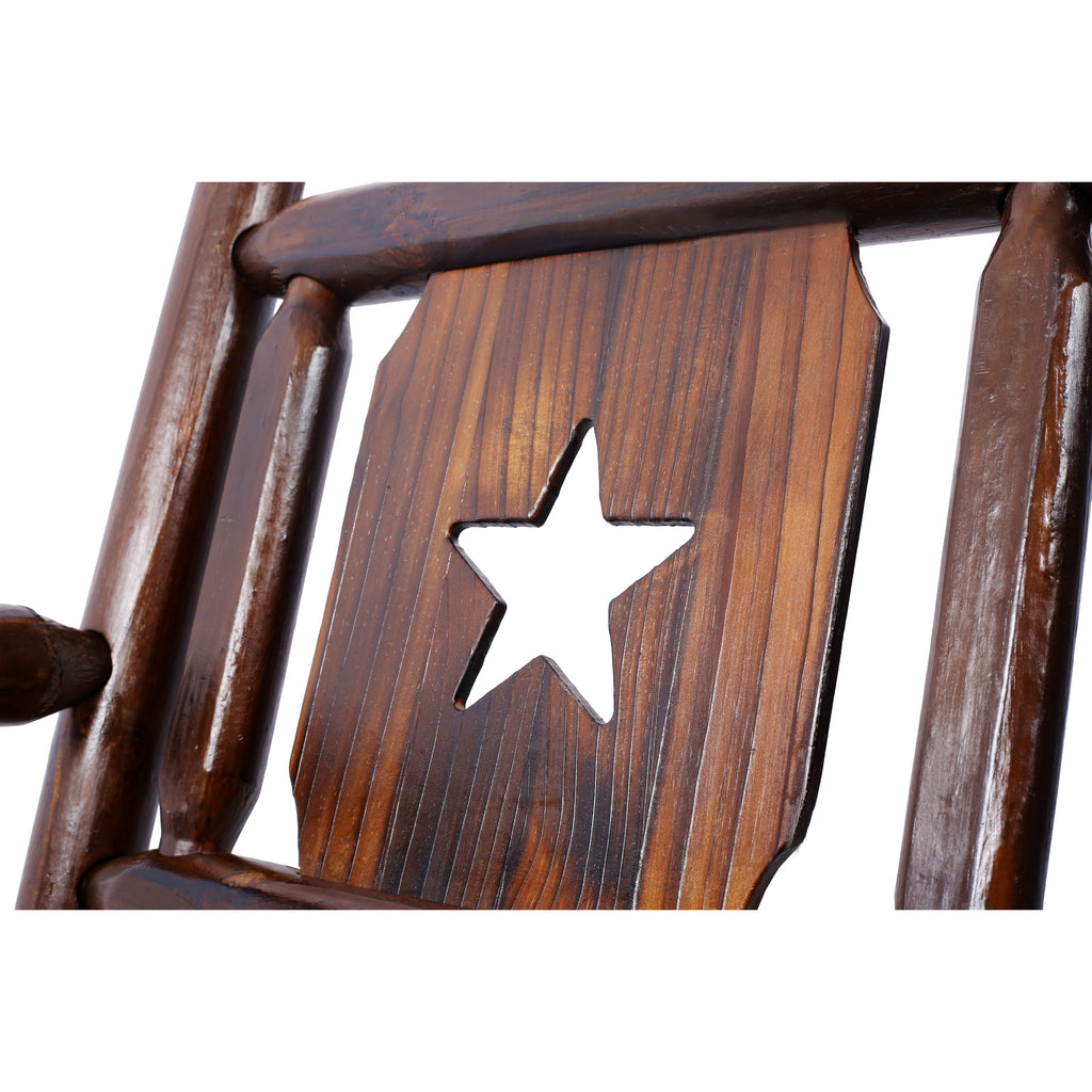 Outdoor Wood Rocking Bench Carbonized Double Rocking Chair for 2 Persons with Wide Curved Seat, Porch Rocker for Porch, Garden, Backyard, Rustic Brown - Grand Goldman Shop