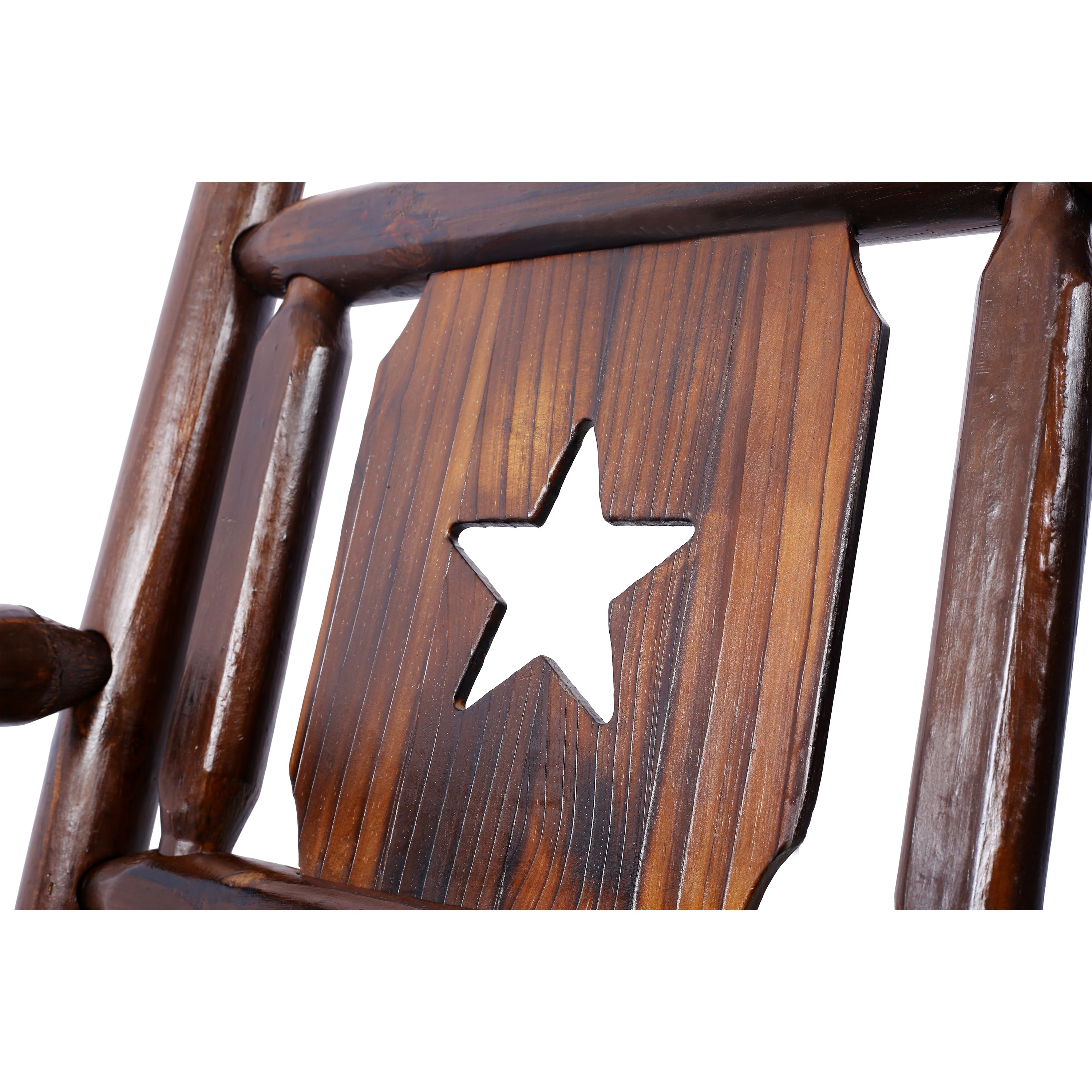 Outdoor Wood Rocking Bench Carbonized Double Rocking Chair for 2 Persons with Wide Curved Seat, Porch Rocker for Porch, Garden, Backyard, Rustic Brown - Grand Goldman Shop