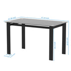Modern Tempered Glass Dining Table with Black Metal Legs for Living Room or Kitchen - Grand Goldman Shop