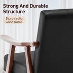 Mid-Century Modern Wingback Accent Chair with Solid Wood Frame and Extra-Thick Backrest – Lounge Chair for Living Room, Bedroom, or Reading Room - Grand Goldman Shop