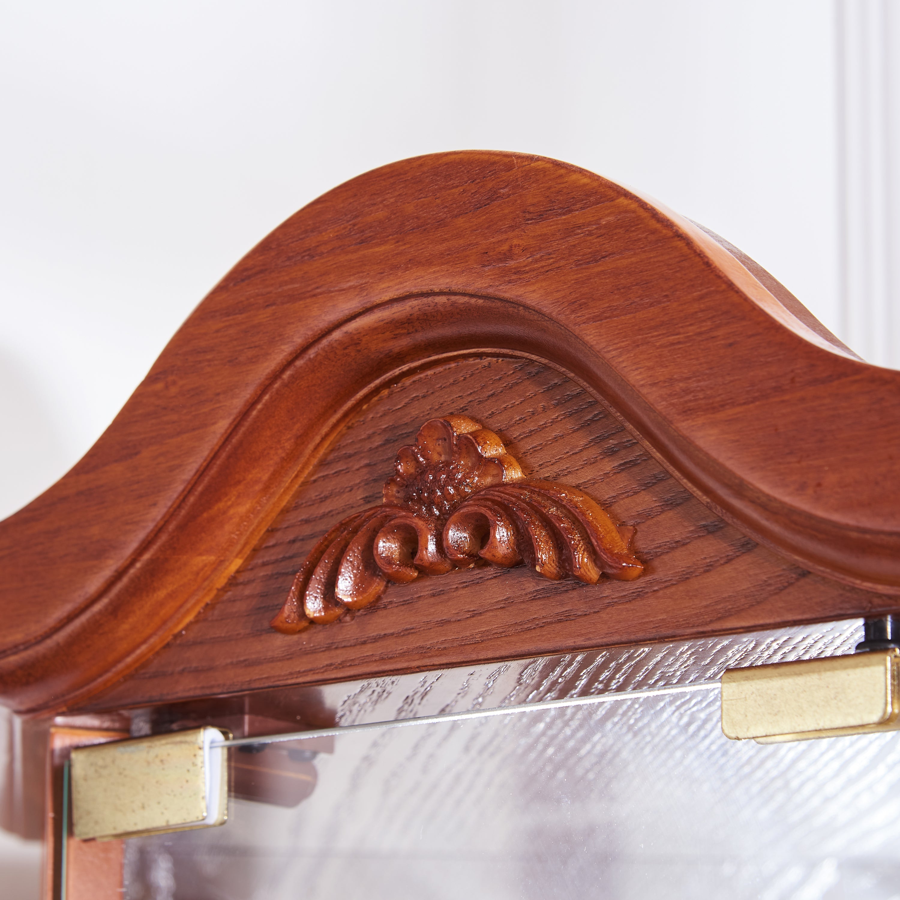 Glass Cabinet Lighted Corner Cabinet Corner Display Curio Cabinet, Glass Display With Light(Included)Bar Cabinet,Wine Cabinet with Adjustable Glass Shelves Carved Decoration OAK Light(Included) - Grand Goldman Shop