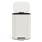 13 Gallon 50L Kitchen Foot Pedal Operated Soft Close Trash Can - Stainless Steel Ellipse Bustbin - White - Grand Goldman Shop