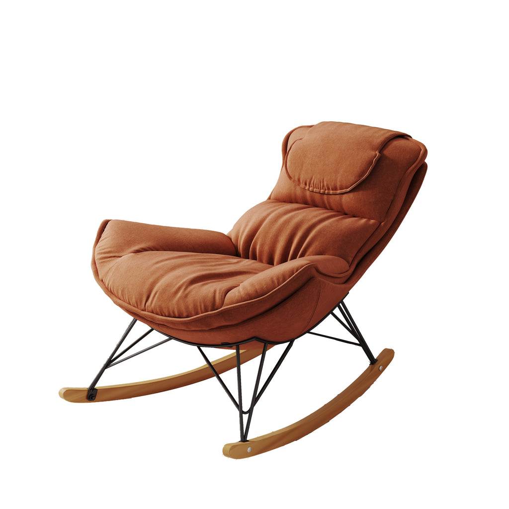 Leisure sofa single rocking chair, light luxury sofa chair, balcony leisure area single chair, comfortable and breathable characteristic chair, detachable and washable seat cushion (Color: Brown) - Grand Goldman Shop