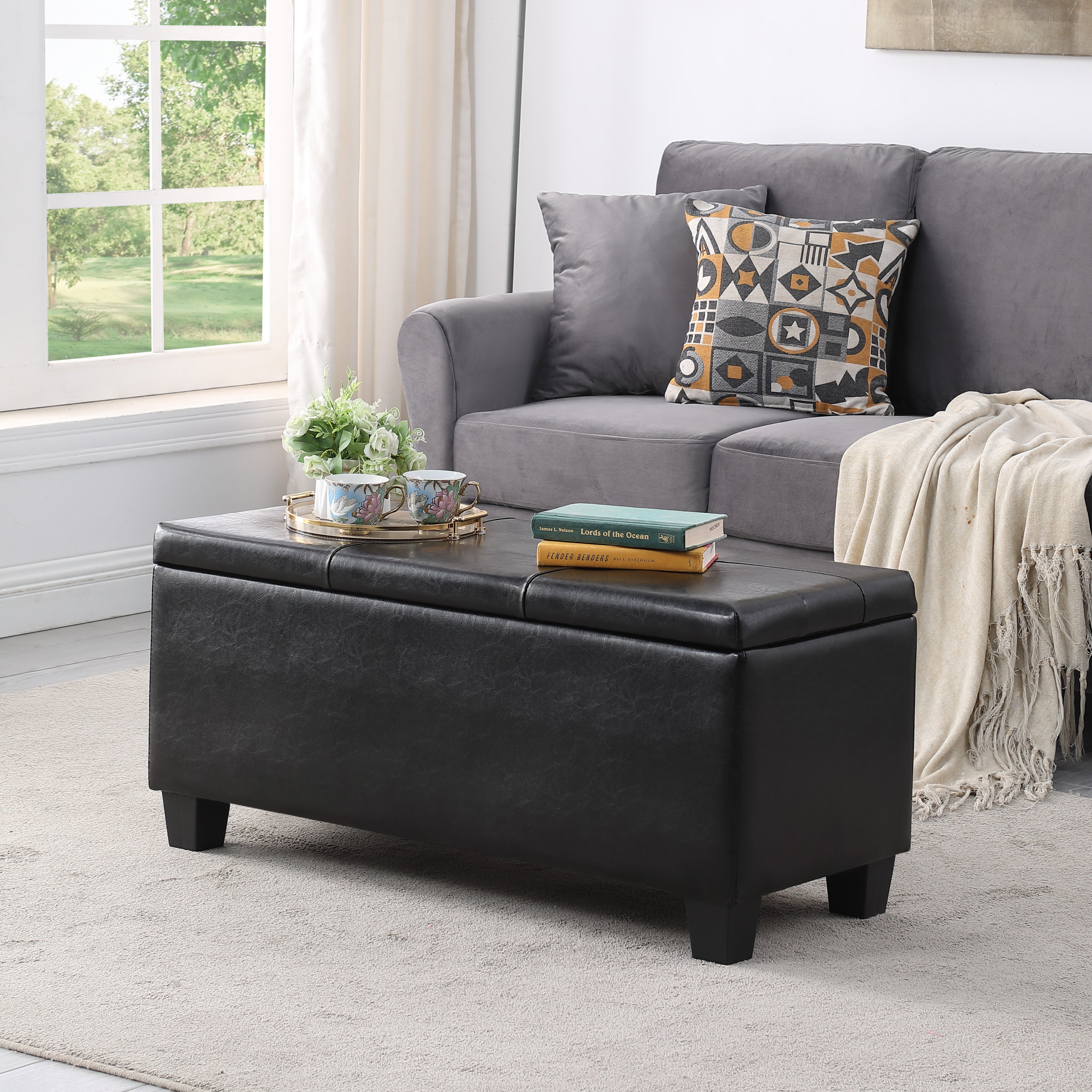 [VIDEO] Large Storage Ottoman Bench Set, 3 in 1 Combination Ottoman, Tufted Ottoman Linen Bench for Living Room, Entryway, Hallway, Bedroom Support 250lbs - Grand Goldman Shop