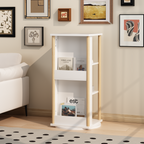 360° Rotating Kids Bookshelf with Chalkboard, 3-Tier Wood Floor Revolving Bookcase & Toy Storage Organizer, Picture Book Disp