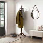 Dark Brown Finish Classic Coat Rack Solid Wood, 10 Hooks Coat Hanger Stand Entryway Home Furniture 1pc - Grand Goldman Shop