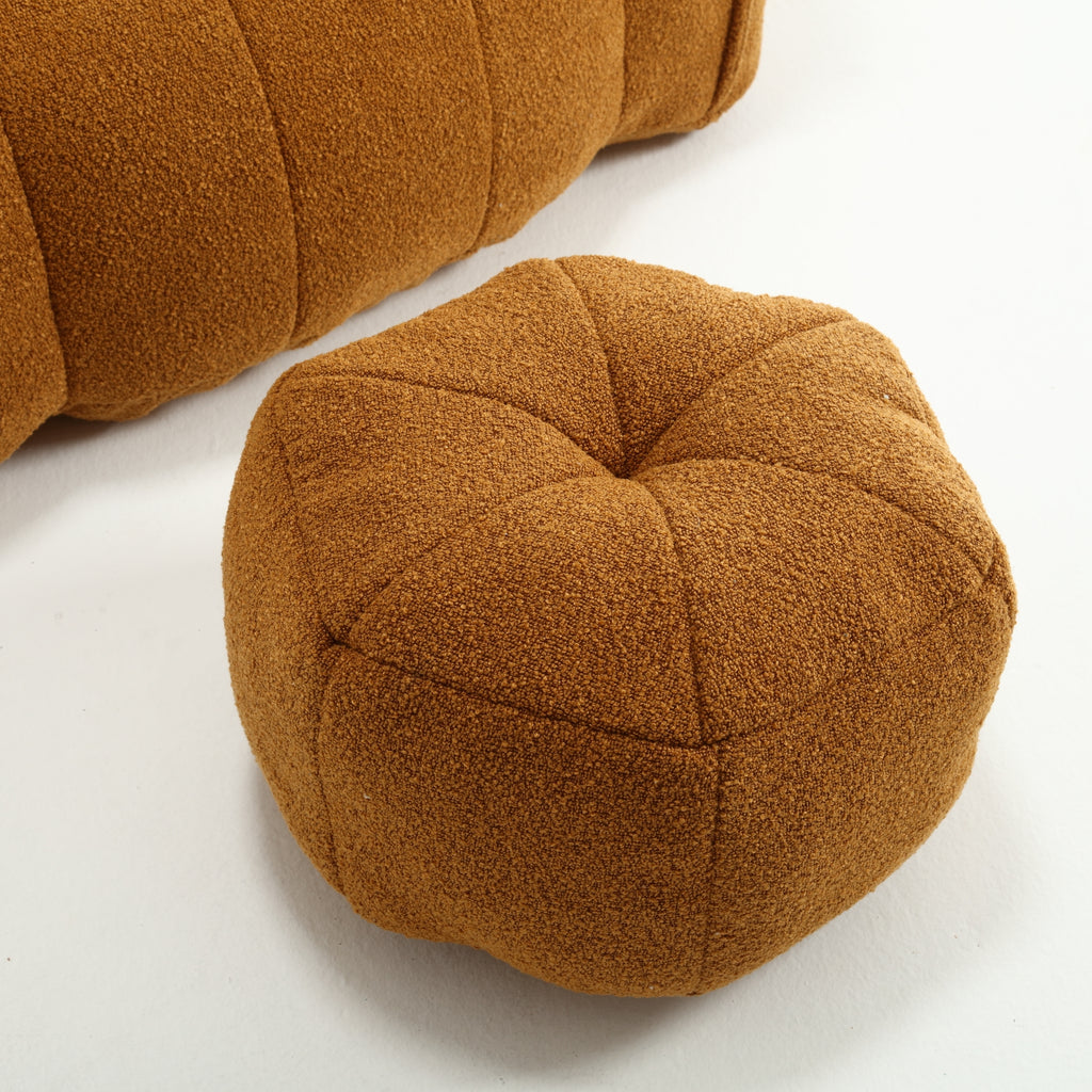 Soft Chenille Bean Bag Chair with High Resilient Foam for Living Room and Bedroom, Comfortable Square Lazy Sofa with Footstool for Adults - Grand Goldman Shop