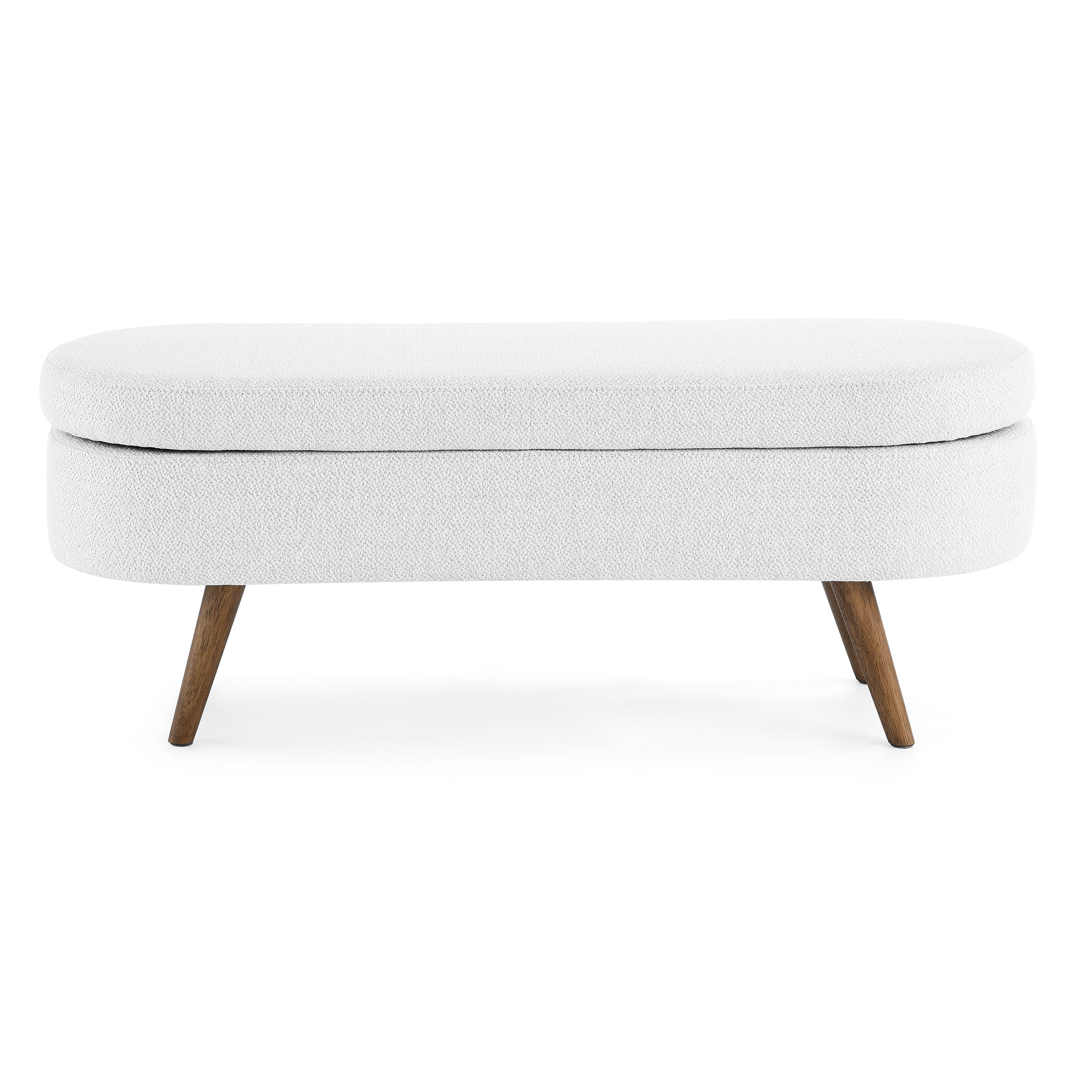 Ottoman Oval Storage Bench,Rubber Wood Legs,White(43.5'x16'x16') - Grand Goldman Shop