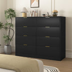 8 Drawers Dresser for Bedroom, Wood Bedroom Dresser Modern Drawer Chest, 8 Chest of Drawer, Tall Dresser for Closet, Dressers Organizer for Living Room, Closet, Hallway Black - Grand Goldman Shop