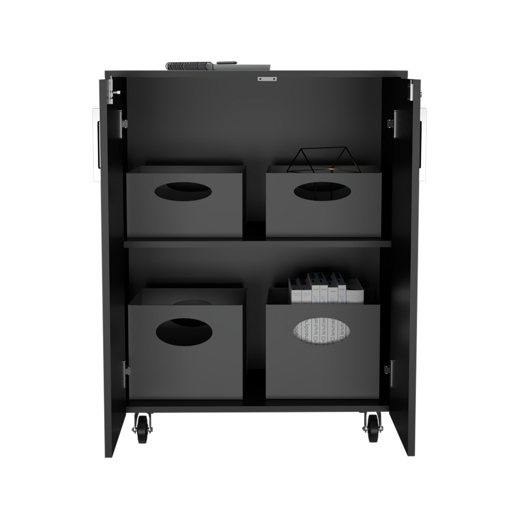 Storage Cabinet Lions, Double Door and Casters, Black Wengue Finish | Premium Home Decor - Grand Goldman