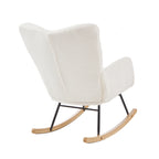 Glider Chair for Living Room Tufted Upholstered Teddy Fabric Rocking Chair with Metal Frame Accent Chair Ivory White - Grand Goldman Shop