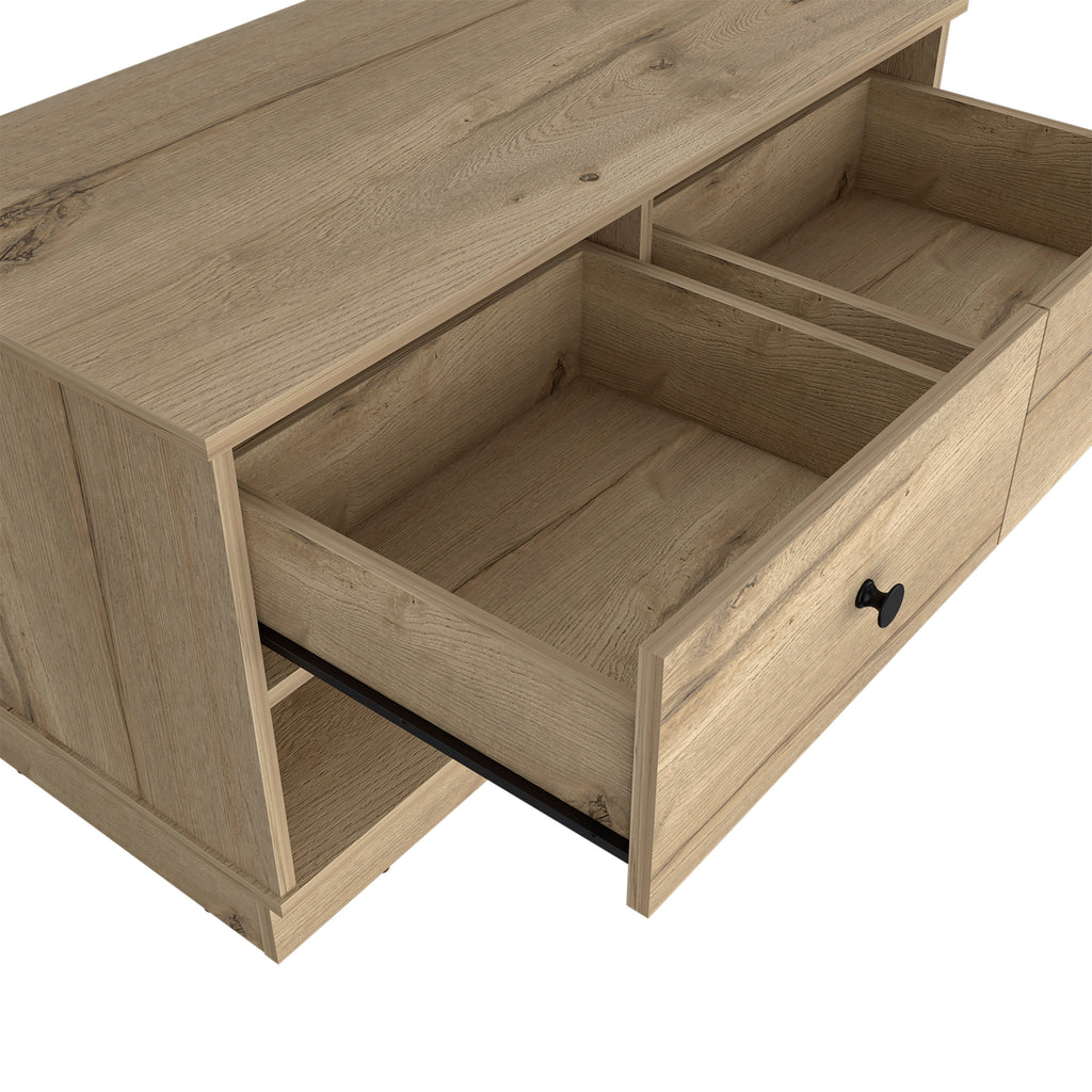 Tulip Storage Bench, Two Drawers, Two Shelves - Grand Goldman Shop