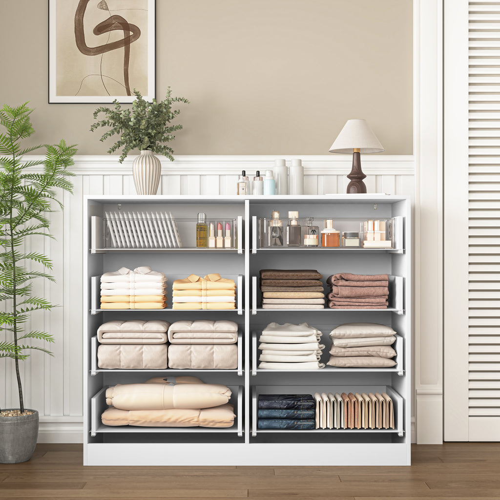 Modern 8 Drawers Dresser Chests for Bedroom,47.2' Wide Wood Chest of Drawers with Gold Metal Handle,Drawer Organizer for Bedroom,Living Room,Hallway and Entryway,White - Grand Goldman Shop