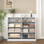 Modern 8 Drawers Dresser Chests for Bedroom,47.2' Wide Wood Chest of Drawers with Gold Metal Handle,Drawer Organizer for Bedroom,Living Room,Hallway and Entryway,White - Grand Goldman Shop