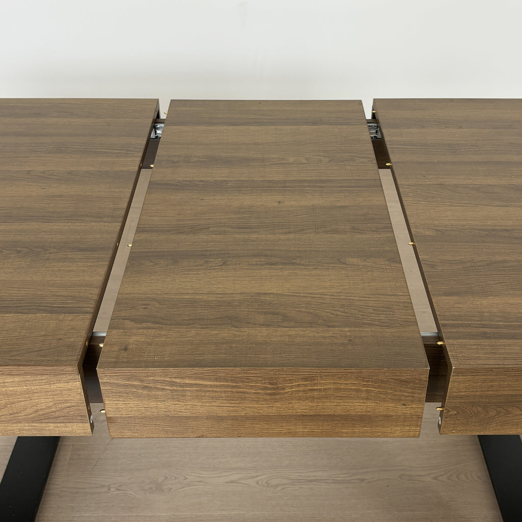 Rectangle extendable dining table for 6-10 people aged effect wood and black 160-200 cm - Grand Goldman Shop