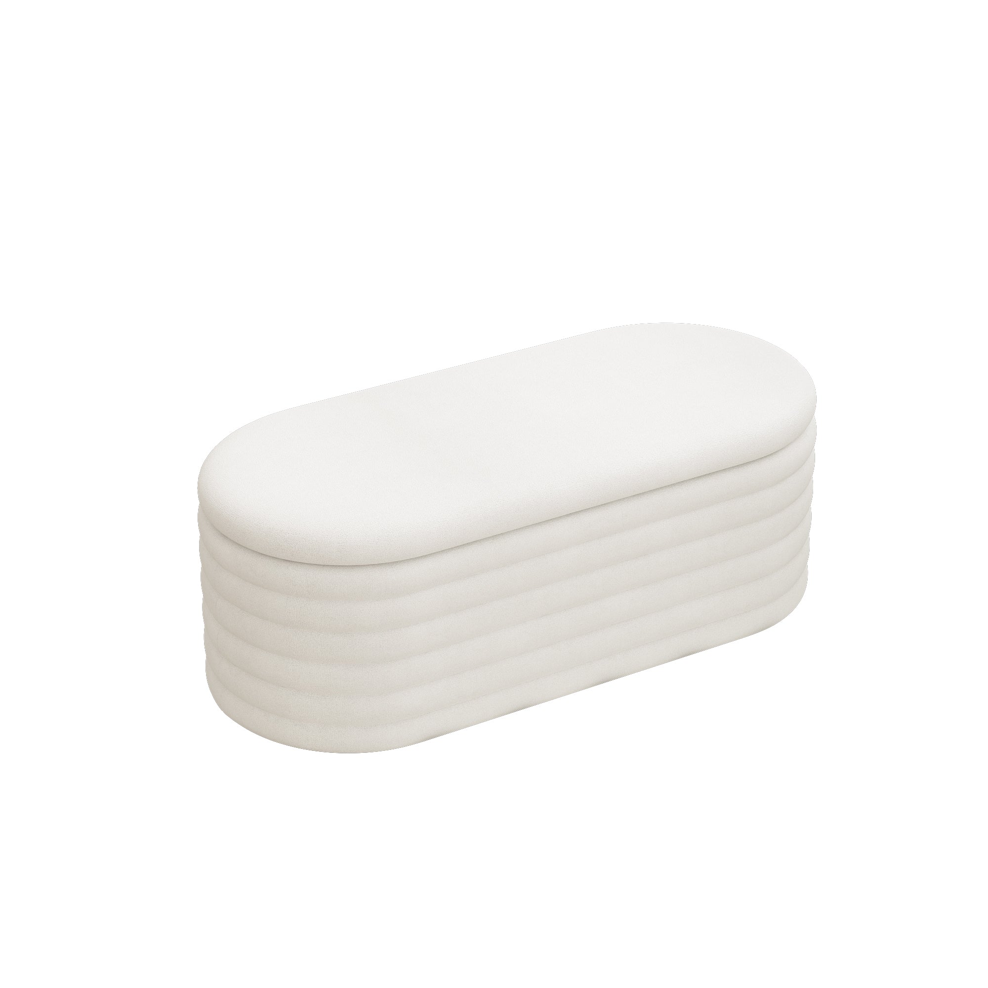 Storage Chenille Ottoman Bench Upholstered Fabric Storage Bench End of Bed Stool with Safety Hinge for Bedroom, Living Room, Entryway, Closet(40-inch, White) - Grand Goldman Shop