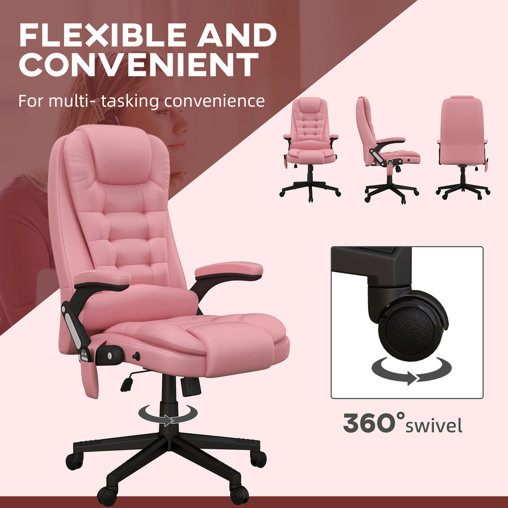 HOMCOM High Back Vibration Massage Office Chair with 6 Vibration Points, Heated Reclining PU Leather Computer Chair with Armr