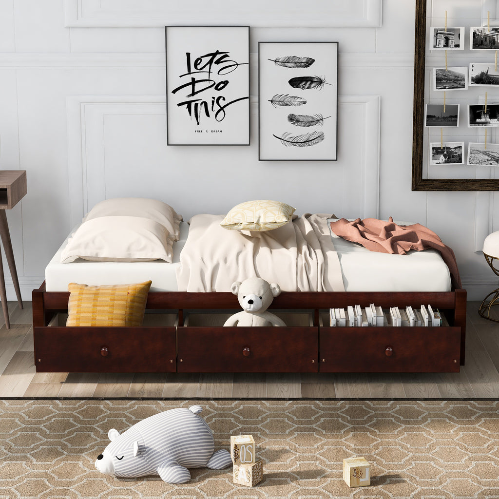 Orisfur. Twin Size Platform Storage Bed with 3 Drawers - Grand Goldman Shop