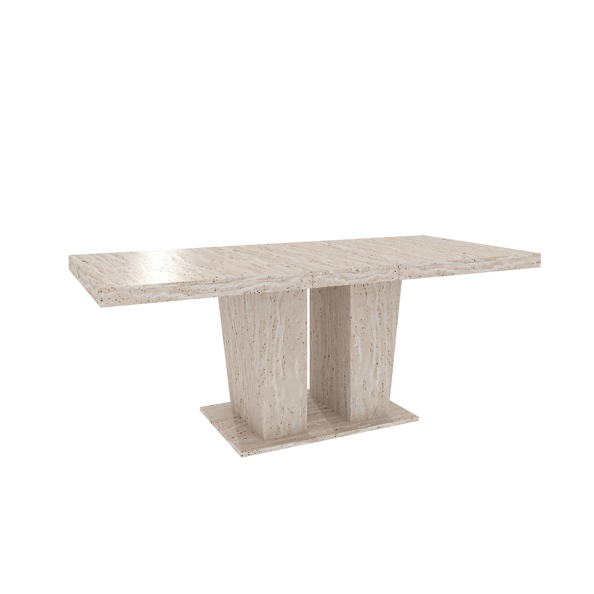 Rectangular extendable dining table, suitable for 6-10 people, with veined travertine pattern, dimensions 160-200 cm, simple and elegant. - Grand Goldman Shop