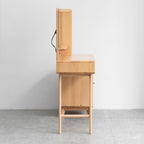 (Linen Gray Makeup Stool with Cushion) Dresser Table dresser 100% solid oak table table desk top table dresser compact dresser accessories storage width 90cm storage drawer natural wood natural - Grand Goldman Shop