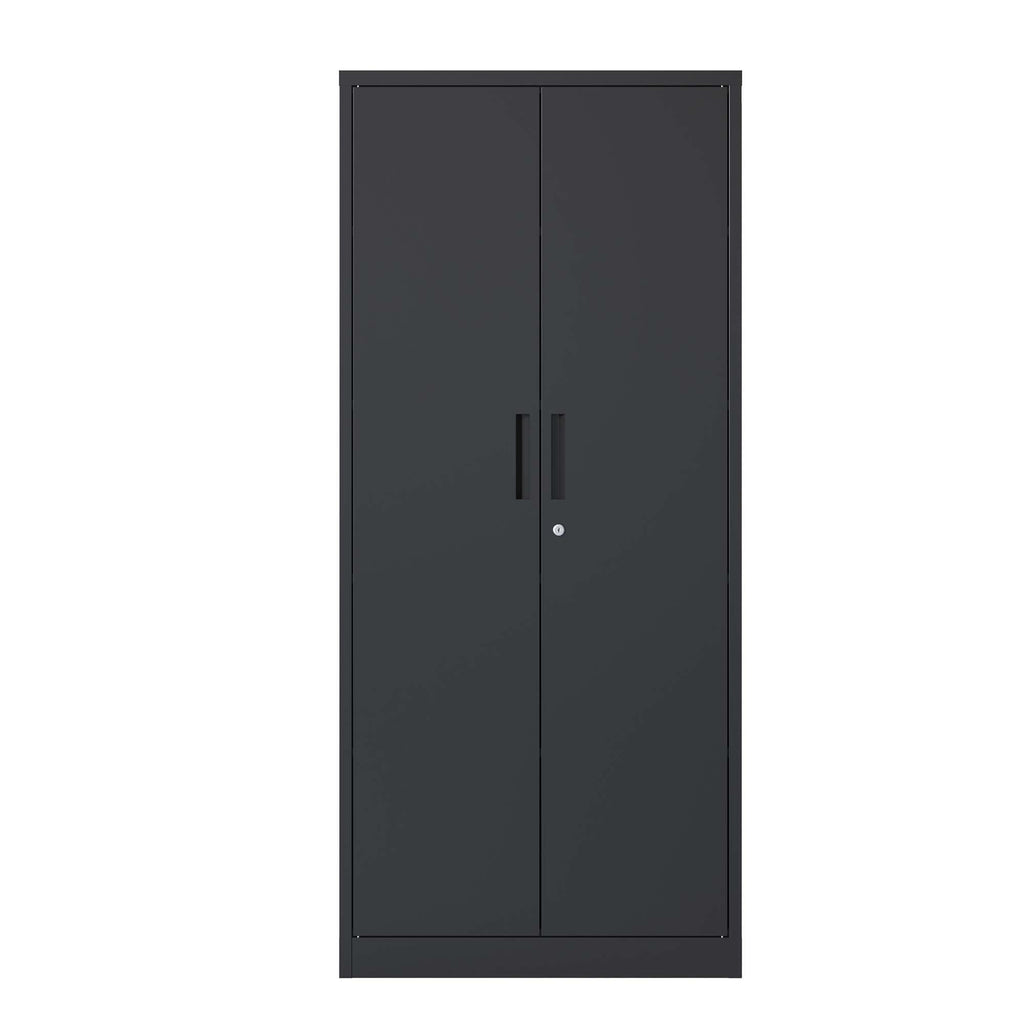Heavy Metal 72'H Garage Storage Cabinet with Locking Doors, Black Steel, Adjustable Shelves | Premium Home Decor - Grand Gold