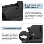 Modern Sectional Sofa with Storage Ottoman, L-Shape Couch with 2 Pillows and Cup Holders, Black Velvet, 105' - Grand Goldman Shop