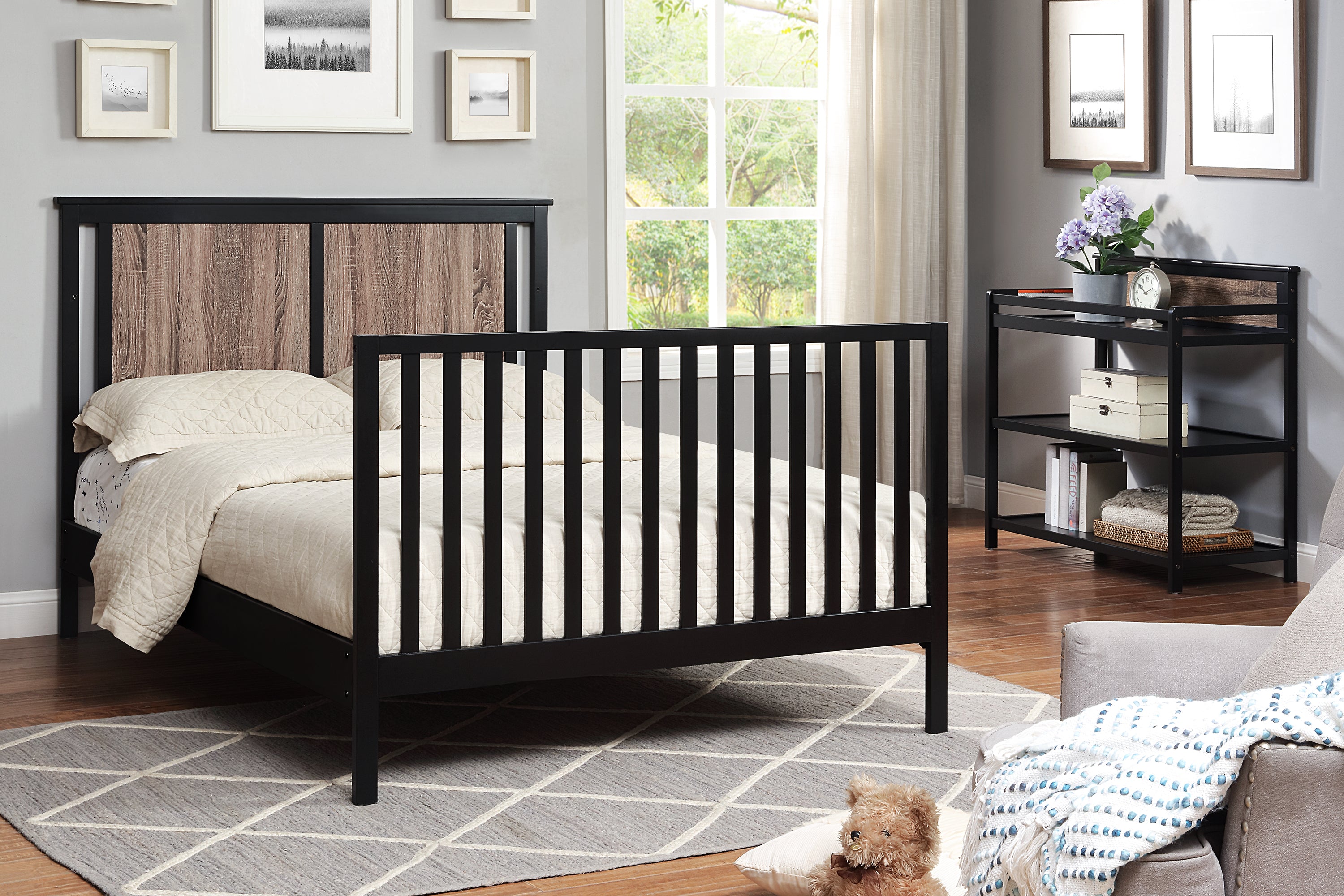 Connelly Changing Table Black/Vintage Walnut | Premium Home Decor - Grand Goldman