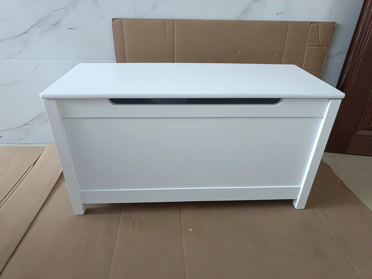 Kids Wooden Toy Box Storage with Safety Hinged Lid for Ages 2+ (White) | Premium Home Decor - Grand Goldman