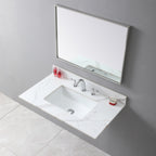 Montary 37inch bathroom vanity top stone carrara gold new style tops with rectangle undermount ceramic sink and 3 faucet hole for bathroom cabinet - Grand Goldman Shop