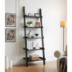 Bookcase ladder five shelf popular modern design multi-depth shelves with rounded shelf barrier corners - Grand Goldman Shop