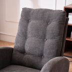 LY-5104 Gray Accent Rocking Chair with Footrest High Back Rubber Wood Rocking Legs - Grand Goldman Shop