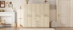 6-Doors Wooden Wardrobe Storage for Bedroom, with Big Drawers, Natural - Grand Goldman Shop