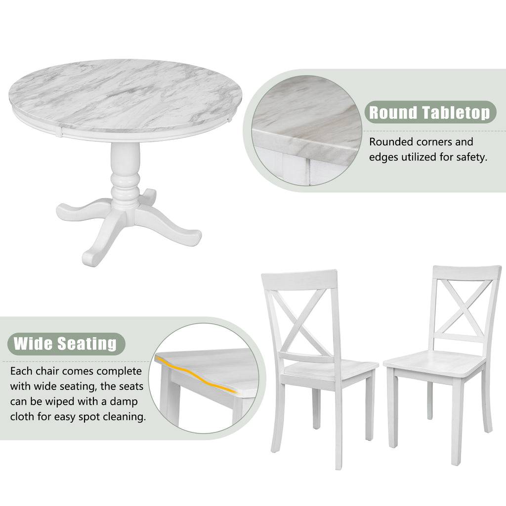 Orisfur. 5 Pieces Dining Table and Chairs Set for 4 Persons, Kitchen Room Solid Wood Table with 4 Chairs - Grand Goldman Shop