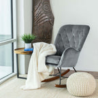 Hannah Mid Century Modern Rocking Chair In Dark Grey - Grand Goldman Shop