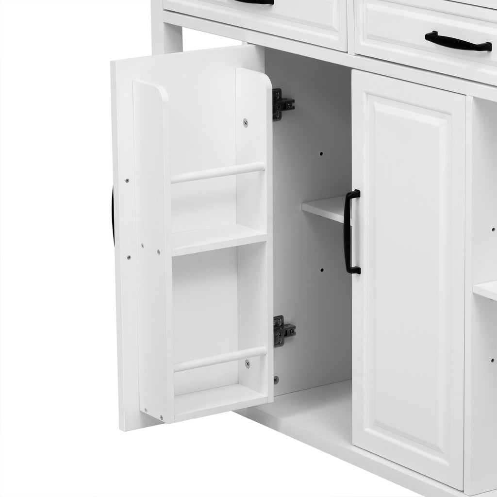 K&K 47 inch Kitchen Island with Extendable Dining Table, Rubber Wood Veneer Kitchen Table with Internal Storage Rack, Power Outlet, Kitchen island with Storage 2 Drawers 2 Cabinet,White - Grand Goldman Shop