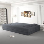 Modern Floor Sofa, with 2 Pillows, Convertible Teddy Fabric Foam Filled Bed, 15 inch Full Size Folding Mattress, Suitable for Living Room, Guest room, Game Room, Grey - Grand Goldman Shop