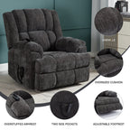 Dual Motor Heat Massage Infinite Position Up to 350 LBS Electric Power Lift Recliners with Power-Remote, Medium-firm and Heavy Duty, Grey - Grand Goldman Shop