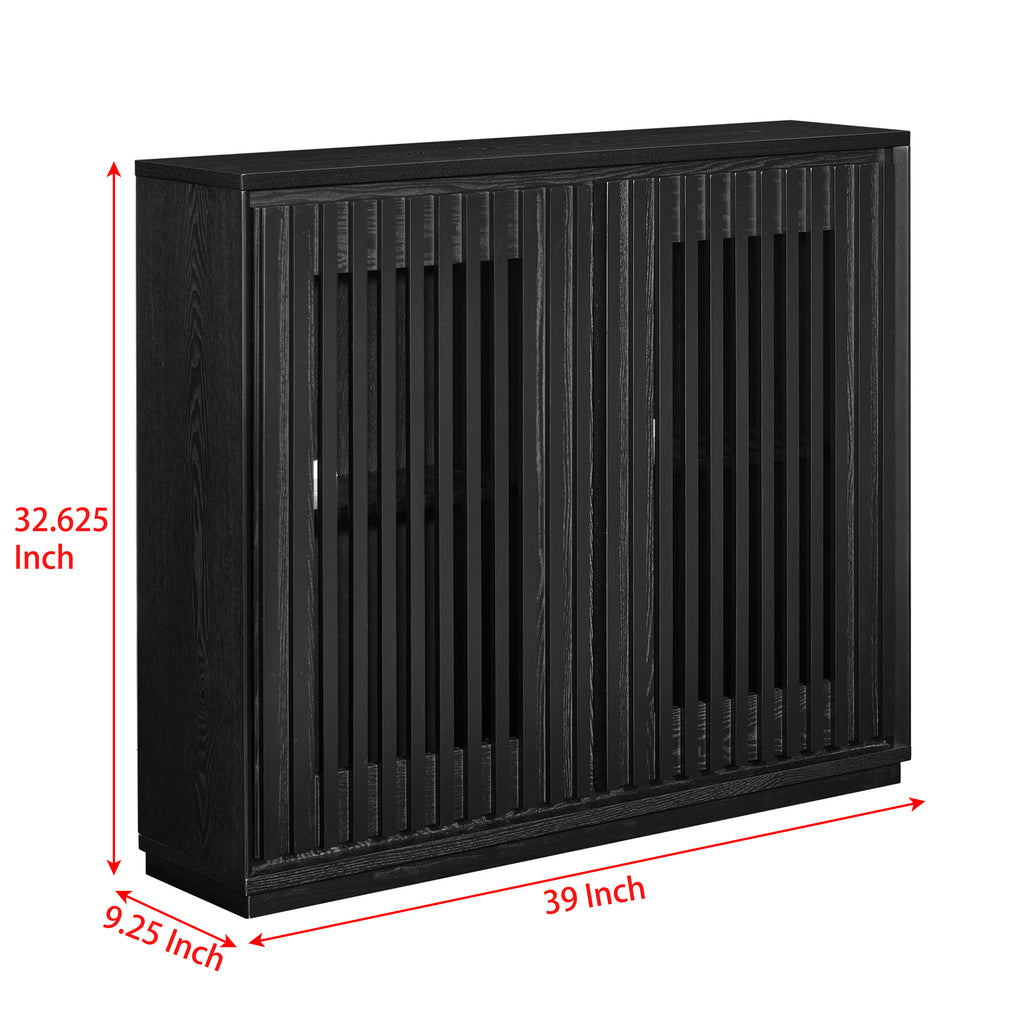 Mid Century Modern Fluted Hollowed Out Sideboard Cabinet with 2 Outlet Holes, Buffet Cabinet with Storage, Black Storage Cabinet for Living Room, Entryway, Hallway, Dining Room, Kitchen - Grand Goldman Shop