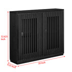 Mid Century Modern Fluted Hollowed Out Sideboard Cabinet with 2 Outlet Holes, Buffet Cabinet with Storage, Black Storage Cabinet for Living Room, Entryway, Hallway, Dining Room, Kitchen - Grand Goldman Shop