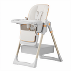 Adjustable Baby High Chair 0-6 Years – Portable Infant Feeding Seat with Safety Belt, Silent Lockable Wheels, White - Grand Goldman Shop
