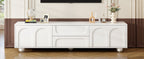 ON-TREND Cream Style TV Stand with Arched Doors & 2 Drawers for TVs up to 75', Minimalist Media Console with Rebound Device, Entertainment Center with 5 Iron Round Legs for Living Room, Bedroom, White - Grand Goldman Shop
