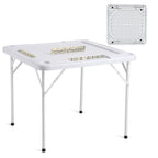 Mahjong Table 4 Player Folding Card Table & 4 Cup Holders Chip Trays White | Premium Home Decor - Grand Goldman