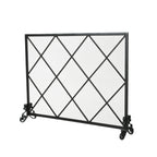 Minimalist Single Panel Iron Fireplace Screen with Diamond Design in Black - Grand Goldman Shop