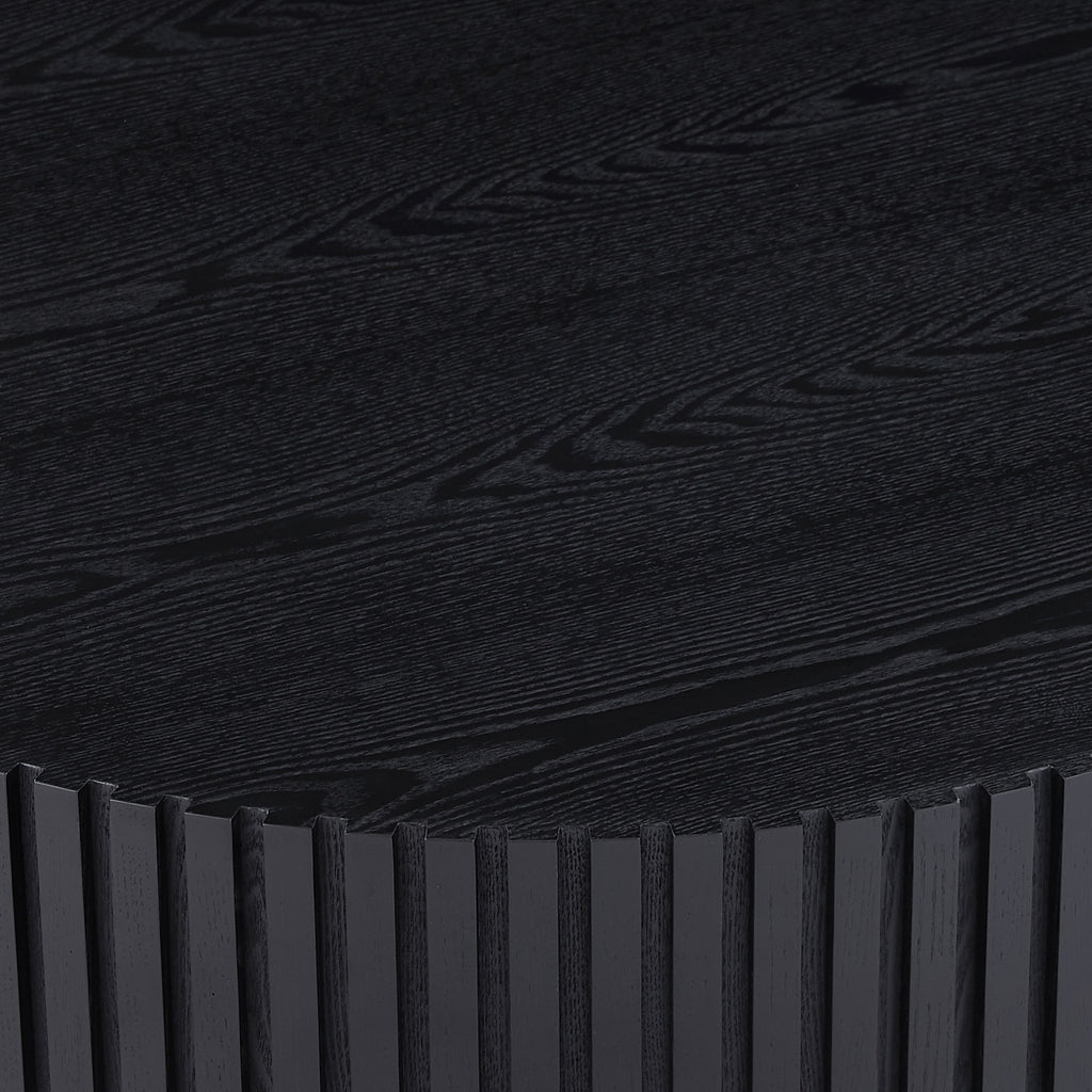 31.49'' Nesting Round Wood Coffee table for Apartment, Modern Living Room Coffee Table with Sturdy Pedestal ,BLACK (Same Sku:W876P243950) - Grand Goldman Shop