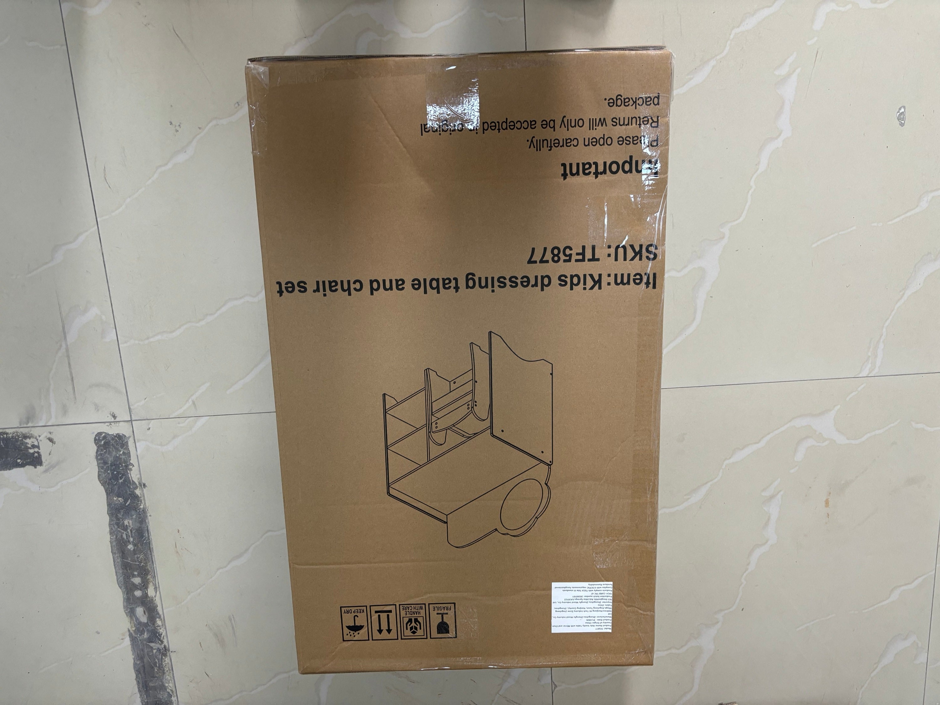 Kids Vanity Table with Mirror and Chair, Wooden Children's Dressing Makeup Desk with Storage Shelves, Study and Activity Tabl