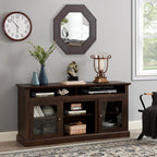Modern TV Stand for up to 65 Inch TVs, Entertainment Center Farmhouse TV Cabinet Media Console Table with Glass Doors for Living Room, Brown 60'W*15.75'D*29'H - Grand Goldman Shop