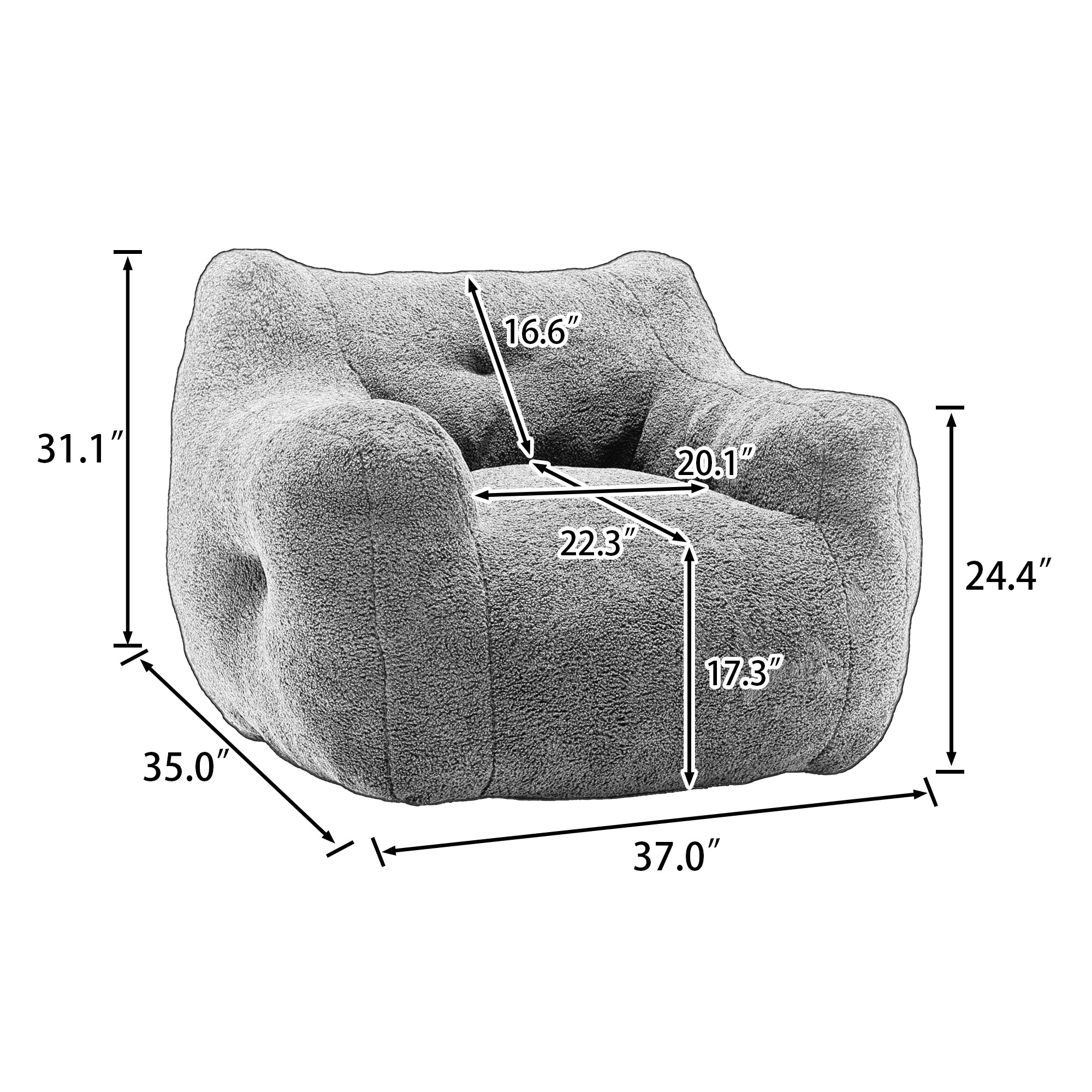 Bean Bag Chair, Bean Bag Sofa Chair with Armrests Stuffed High-Density Foam, Lazy Sofa Comfy Chairs BeanBag Chair for Adults in Living Room,Bedroom Reading - Grand Goldman Shop