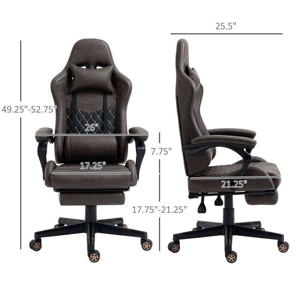 PU Leather Office Gamer Chair High Back Swivel Recliner with Footrest,Lumbar Support,Adjustable Height - Grand Goldman