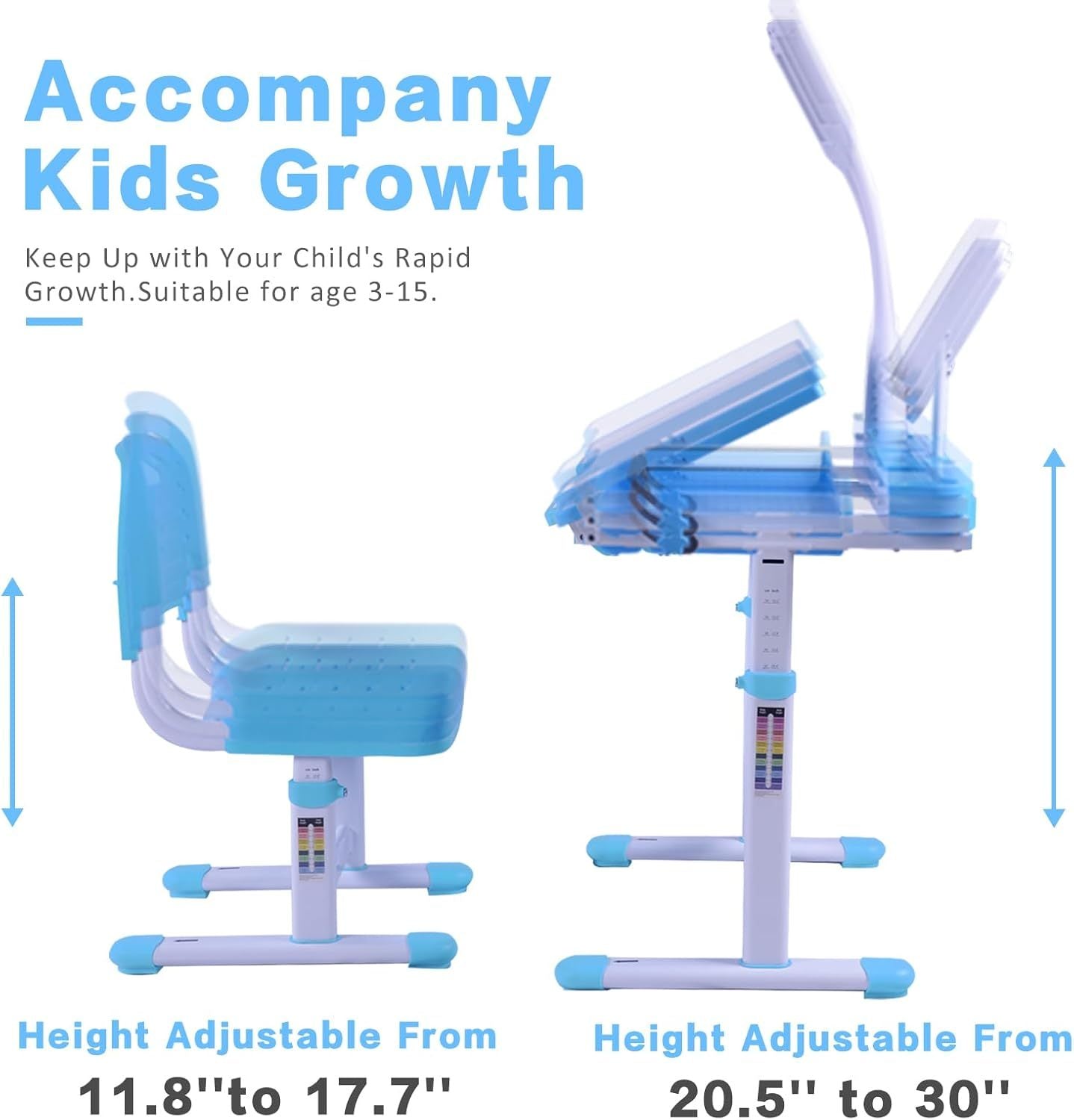Desk for Kids Desk and Chair Set Kids Art Desk Drafting Table Desk Set with Adjustable Height, 40-Degree Tiltable Children De